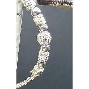 Silver Beaded Hearts Bracelet Women's Mother's Sister's Love Friend